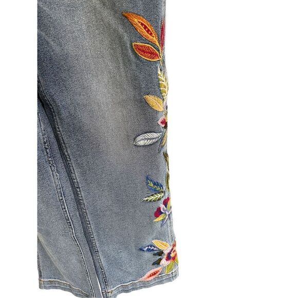 Driftwood Brady Boyfriend Overalls Feathery Leaf Blue Women's Size Large - Picture 6 of 11